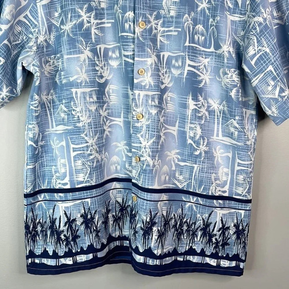 VINTAGE Y2K Men’s Blue Tropical Print Hawaiian Shirt 725 Short Sleeve Size M - Picture 4 of 11